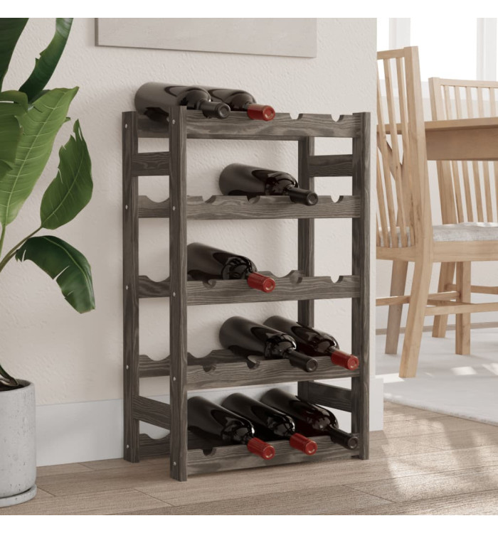 Casier à bouteilles pour 20 bouteilles gris bois pin solide | Mobilier & Déco