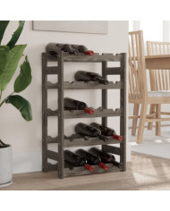 Casier à bouteilles pour 20 bouteilles gris bois pin solide | Mobilier & Déco