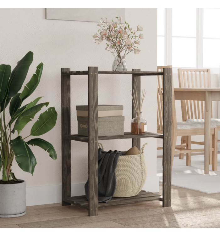 Support de rangement à 3 niveaux gris 60x38x90 cm bois de pin | Mobilier & Déco
