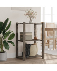 Support de rangement à 3 niveaux gris 60x38x90 cm bois de pin | Mobilier & Déco
