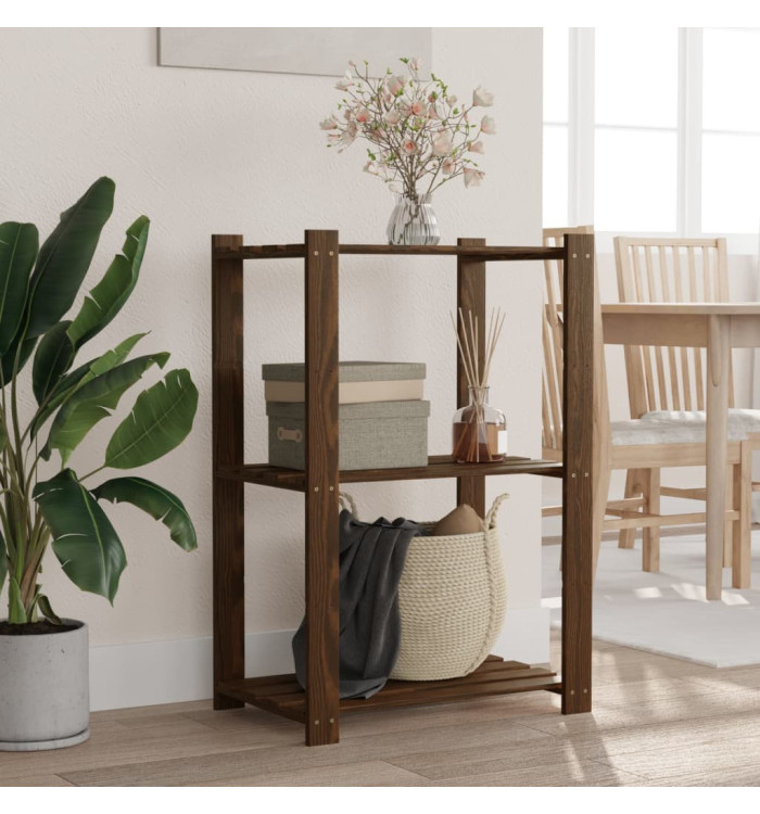 Support de rangement à 3 niveaux marron 60x38x90 cm bois de pin | Mobilier & Déco