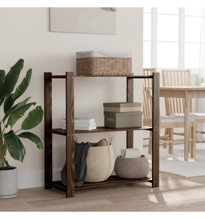 Support de rangement à 3 niveaux noir 80x38x90 cm bois pin | Mobilier & Déco