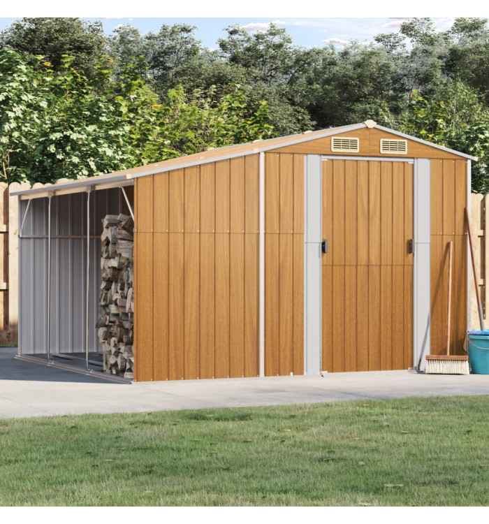 Abri de jardin marron clair 277x279x179 cm acier galvanisé | Mobilier & Déco
