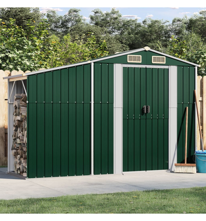 Abri de jardin vert 277x93x179 cm acier galvanisé | Mobilier & Déco