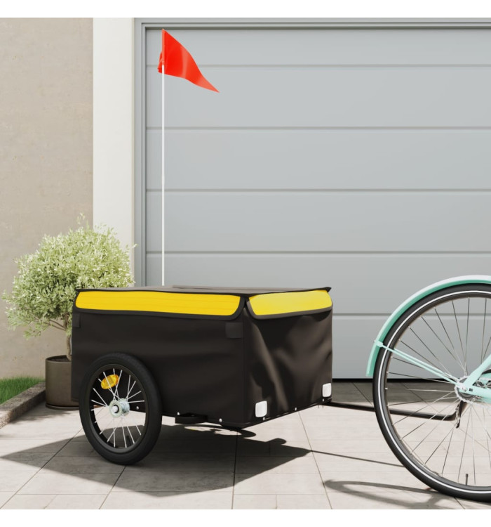 Remorque de vélo noir et jaune 45 kg fer | Mobilier & Déco