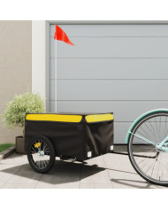Remorque de vélo noir et jaune 45 kg fer | Mobilier & Déco
