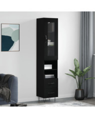 Buffet haut Noir 34,5x34x180 cm Bois d'ingénierie | Mobilier & Déco