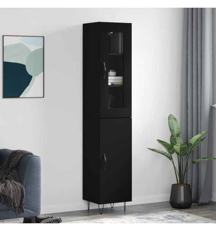 Buffet haut Noir 34,5x34x180 cm Bois d'ingénierie | Mobilier & Déco