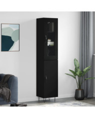 Buffet haut Noir 34,5x34x180 cm Bois d'ingénierie | Mobilier & Déco