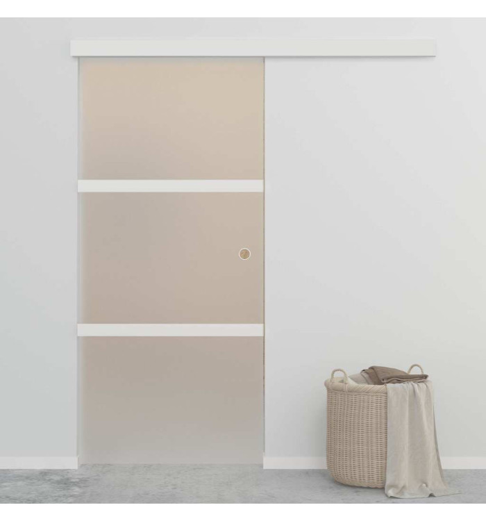 Porte coulissante Verre ESG et aluminium 90x212 cm Argenté | Mobilier & Déco