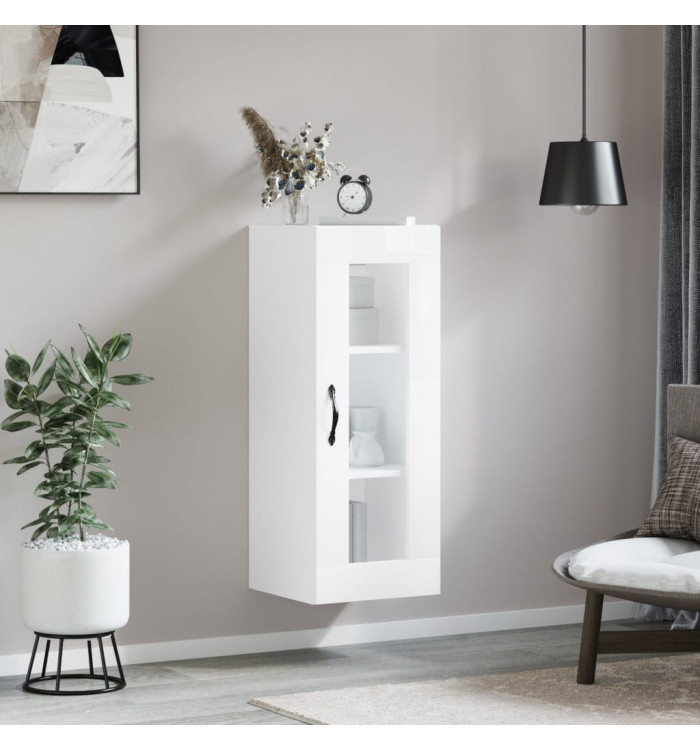 Armoire murale blanc brillant 34,5x34x90 cm | Mobilier & Déco