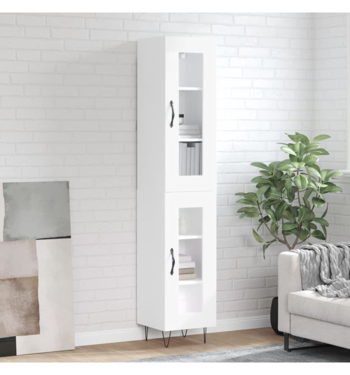 Buffet haut Blanc 34,5x34x180 cm Bois d'ingénierie | Mobilier & Déco