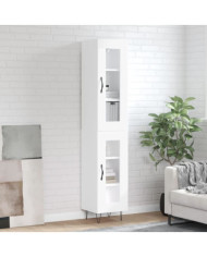 Buffet haut Blanc 34,5x34x180 cm Bois d'ingénierie | Mobilier & Déco
