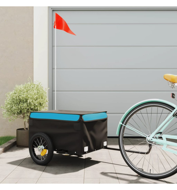 Remorque de vélo noir et bleu 30 kg fer | Mobilier & Déco