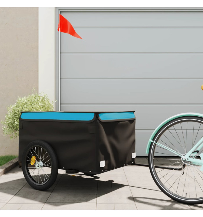 Remorque de vélo noir et bleu 45 kg fer | Mobilier & Déco