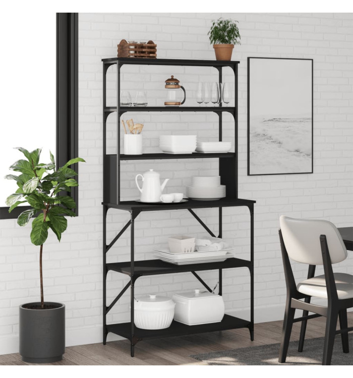 Support de boulanger à 6 niveaux noir 90x40x180 cm | Mobilier & Déco