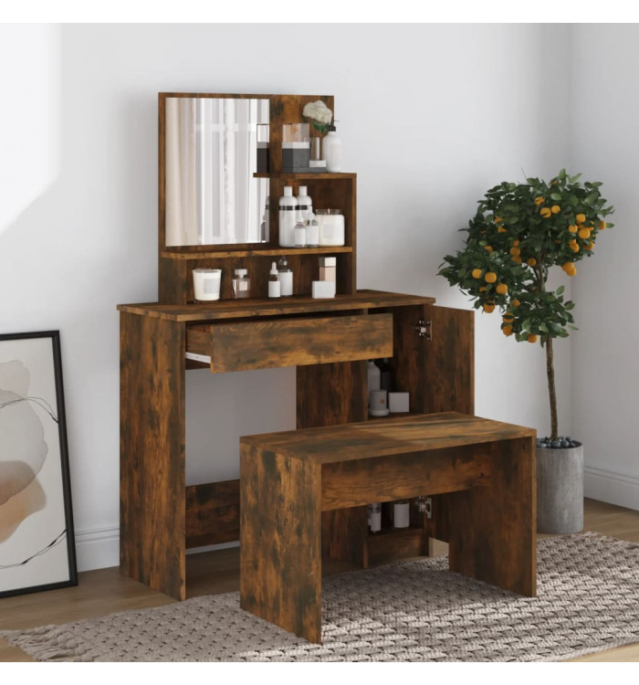 Ensemble de coiffeuse Chêne fumé 86,5x35x136 cm | Mobilier & Déco