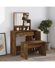 Ensemble de coiffeuse Chêne fumé 86,5x35x136 cm | Mobilier & Déco