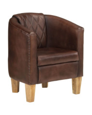 Fauteuil Marron foncé Cuir véritable | Mobilier & Déco