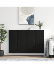 Armoires murales 2 pcs noir bois d'ingénierie | Mobilier & Déco