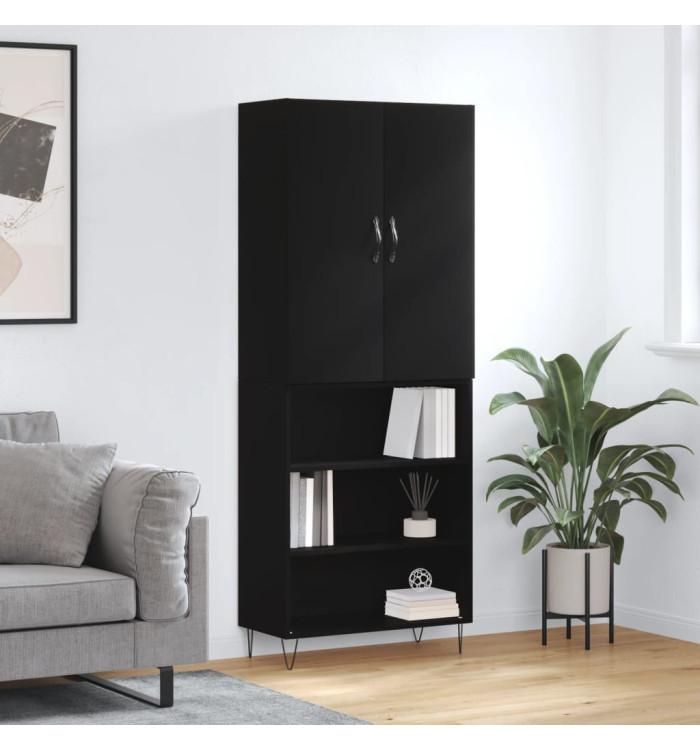 Buffet haut Noir 69,5x34x180 cm Bois d'ingénierie | Mobilier & Déco