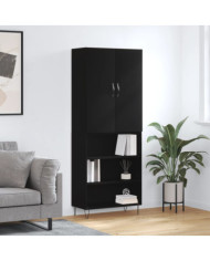 Buffet haut Noir 69,5x34x180 cm Bois d'ingénierie | Mobilier & Déco