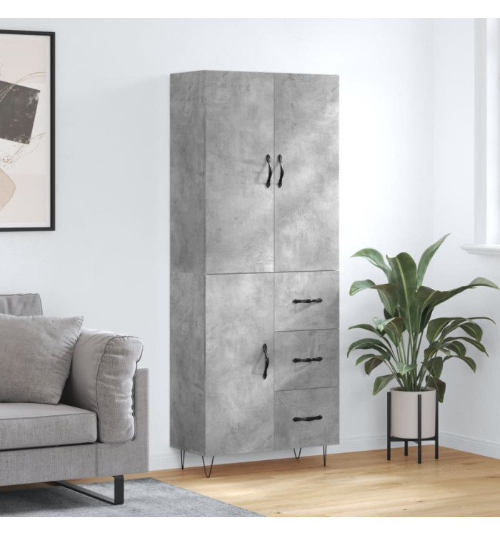 Buffet haut Gris béton 69,5x34x180 cm Bois d'ingénierie | Mobilier & Déco