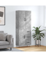 Buffet haut Gris béton 69,5x34x180 cm Bois d'ingénierie | Mobilier & Déco