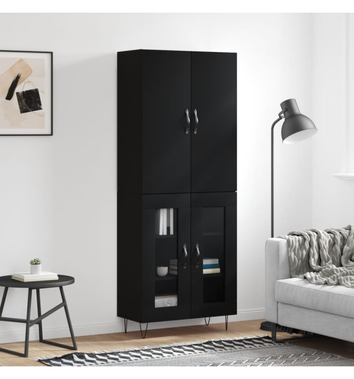 Buffet haut Noir 69,5x34x180 cm Bois d'ingénierie | Mobilier & Déco