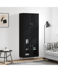 Buffet haut Noir 69,5x34x180 cm Bois d'ingénierie | Mobilier & Déco