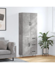 Buffet haut Gris béton 69,5x34x180 cm Bois d'ingénierie | Mobilier & Déco