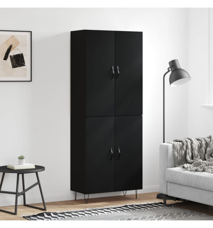 Buffet haut Noir 69,5x34x180 cm Bois d'ingénierie | Mobilier & Déco