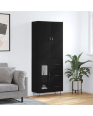 Buffet haut Noir 69,5x34x180 cm Bois d'ingénierie | Mobilier & Déco