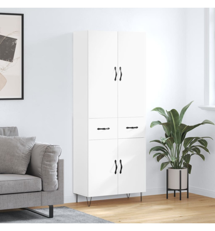 Buffet haut Blanc 69,5x34x180 cm Bois d'ingénierie | Mobilier & Déco