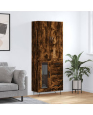 Buffet haut Chêne fumé 69,5x34x180 cm Bois d'ingénierie | Mobilier & Déco