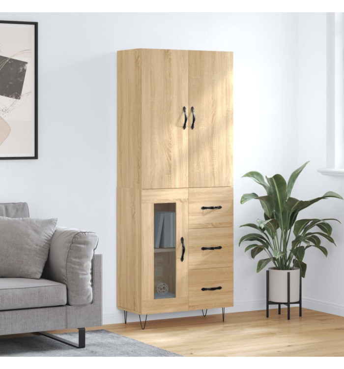 Buffet haut Chêne sonoma 69,5x34x180 cm Bois d'ingénierie | Mobilier & Déco