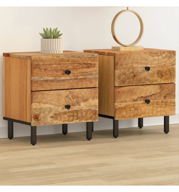 Tables de chevet 2 pcs 40x33x46 cm Bois d'acacia massif | Mobilier & Déco