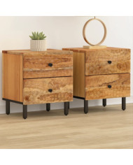 Tables de chevet 2 pcs 40x33x46 cm Bois d'acacia massif | Mobilier & Déco