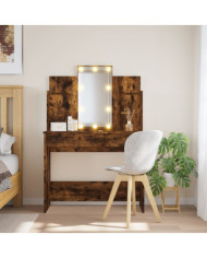 Coiffeuse avec lumières LED chêne fumé 96x40x142 cm | Mobilier & Déco