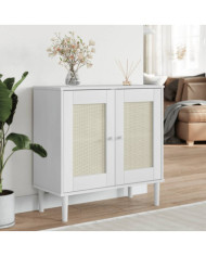 Buffet SENJA aspect rotin blanc 80x35x80 cm bois massif de pin | Mobilier & Déco