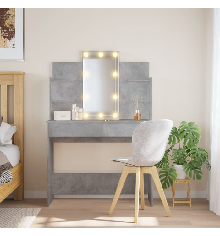 Coiffeuse avec lumières LED gris béton 96x40x142 cm | Mobilier & Déco