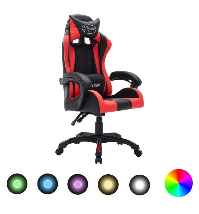 Fauteuil de jeux vidéo avec LED RVB Rouge et noir Similicuir | Mobilier & Déco