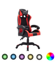Fauteuil de jeux vidéo avec LED RVB Rouge et noir Similicuir | Mobilier & Déco