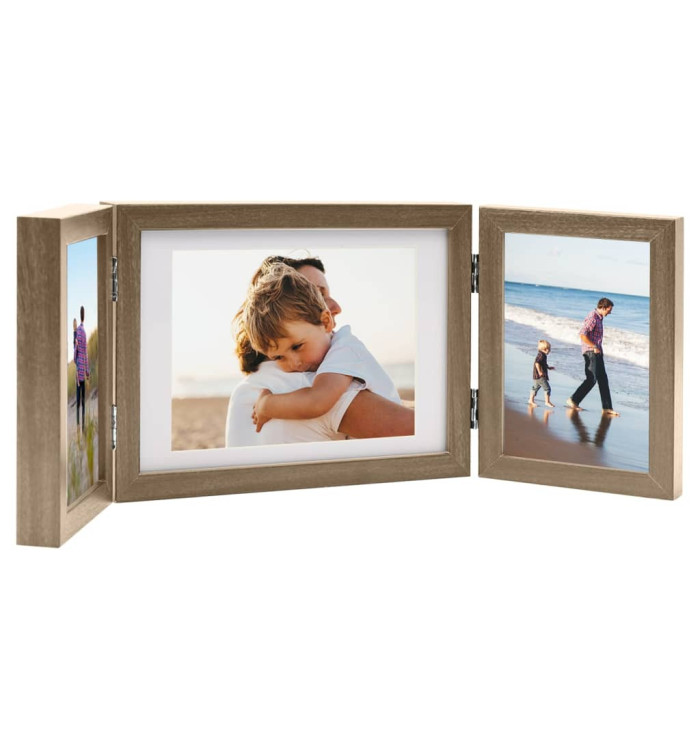 Cadre photo dépliable Marron clair 22x15 cm+2x(10x15 cm) | Mobilier & Déco
