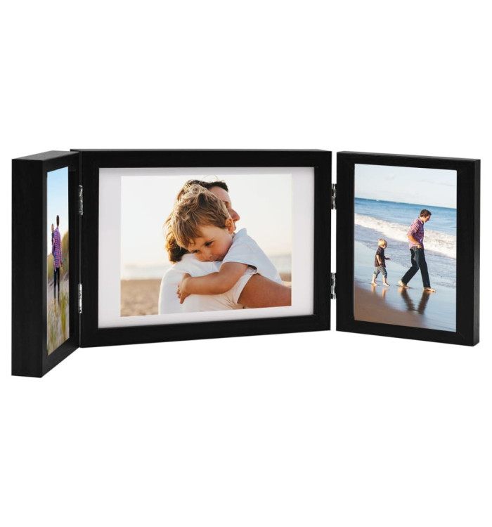Cadre photo dépliable Noir 28x18 cm+2x(13x18 cm) | Mobilier & Déco