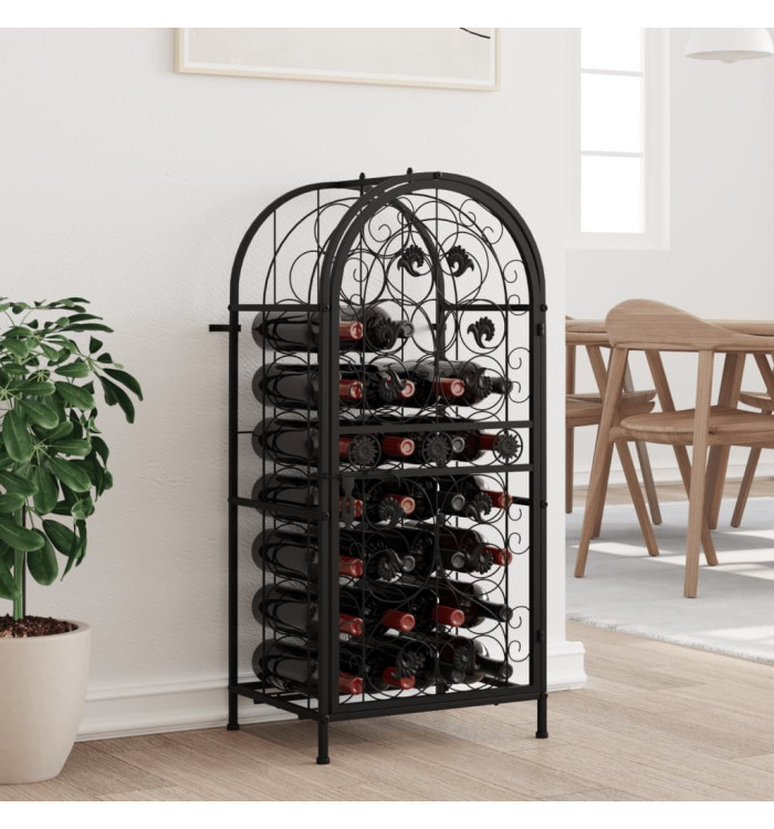 Casier à bouteilles 33 bouteilles noir 45x36x100 cm fer forgé | Mobilier & Déco