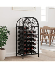 Casier à bouteilles 33 bouteilles noir 45x36x100 cm fer forgé | Mobilier & Déco