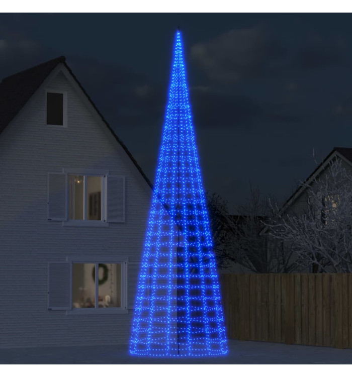Sapin de Noël à LED sur mât de drapeau 3000 LED bleu 800 cm | Mobilier & Déco