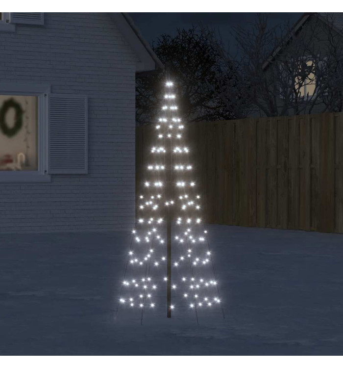 Sapin de Noël à LED sur mât de drapeau 200 LED blanc 180 cm | Mobilier & Déco