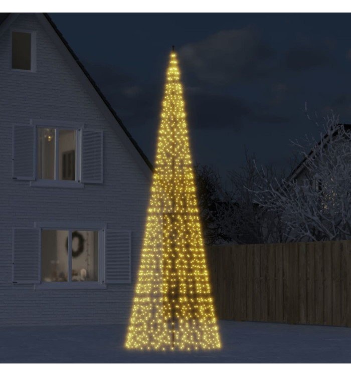 Sapin de Noël à LED sur mât de drapeau 1534 LED blanc 500 cm | Mobilier & Déco
